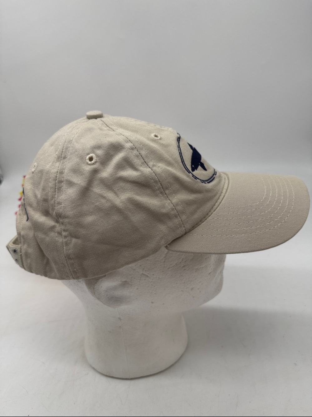 Khaki Baseball Cap with Navy Shark Patch - Picture 2 of 5
